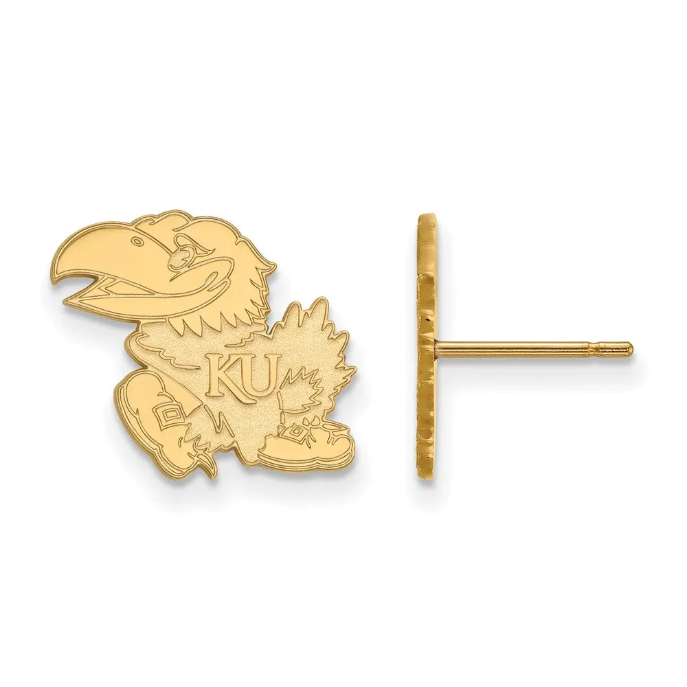 14k Yellow Gold University of Kansas Small Mascot Post Earrings