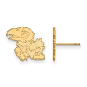 14k Yellow Gold University of Kansas Small Mascot Post Earrings