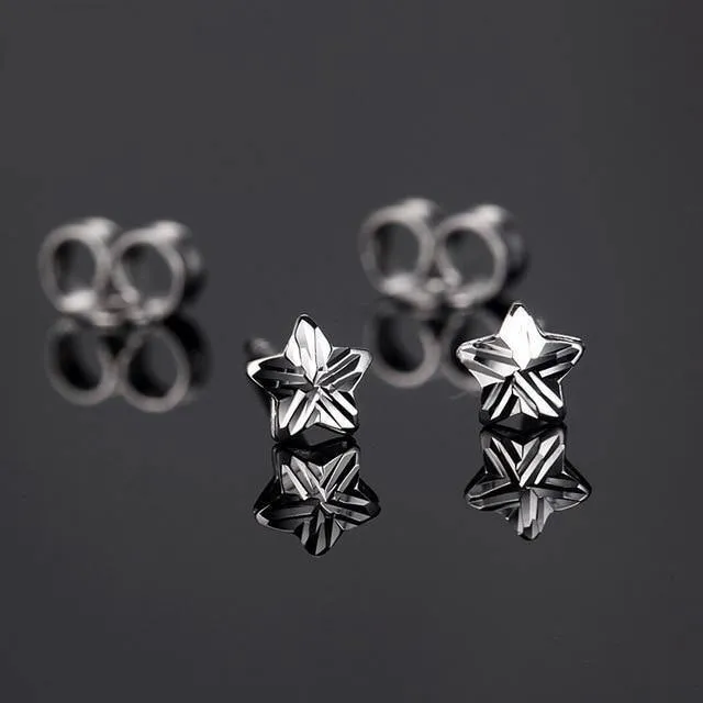 18K Tri-Gold Star Stud Earrings