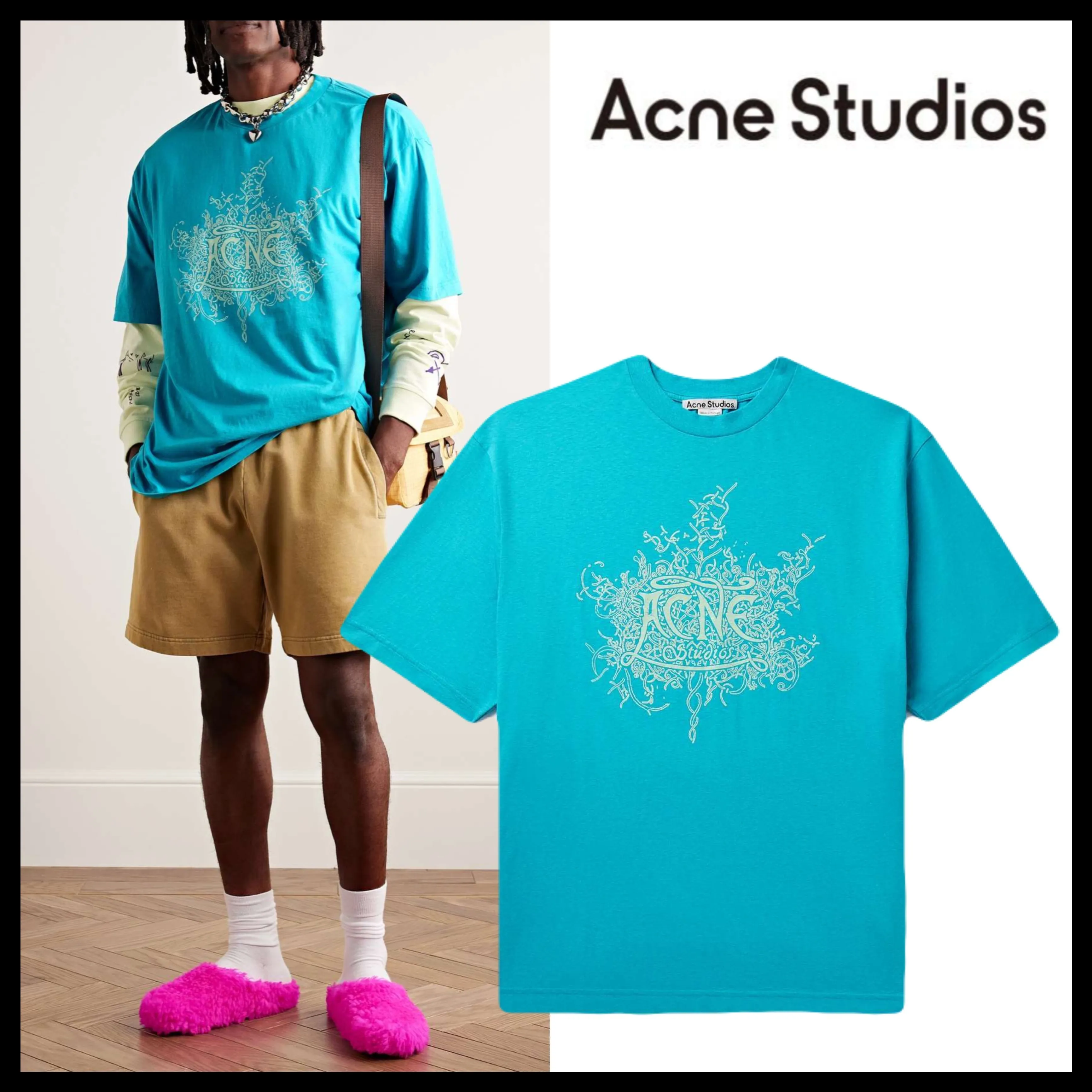 Acne Studios  |Cotton Short Sleeves Logo Designers T-Shirts