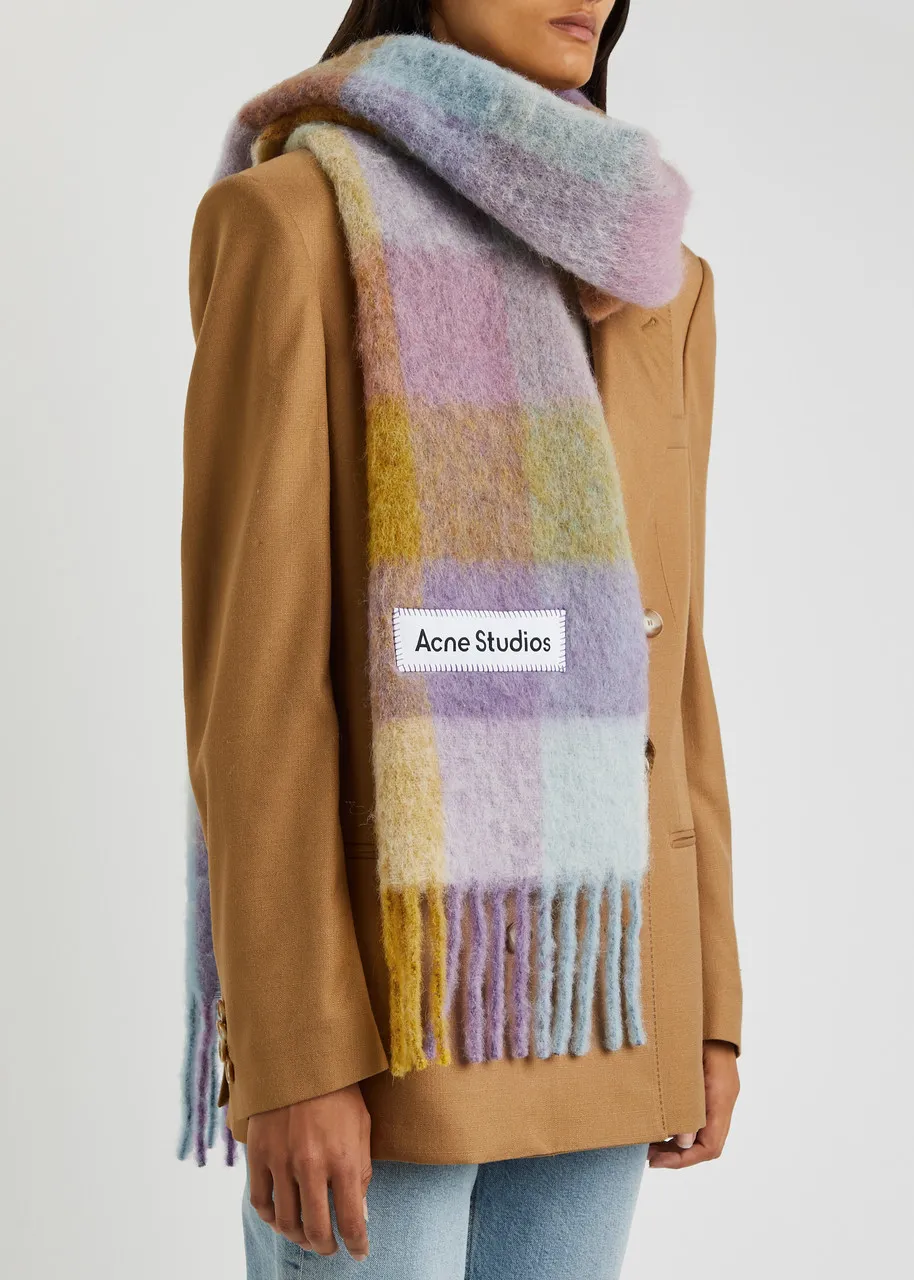 ACNE STUDIOS Vally checked alpaca-blend scarf 
                         
                     
                