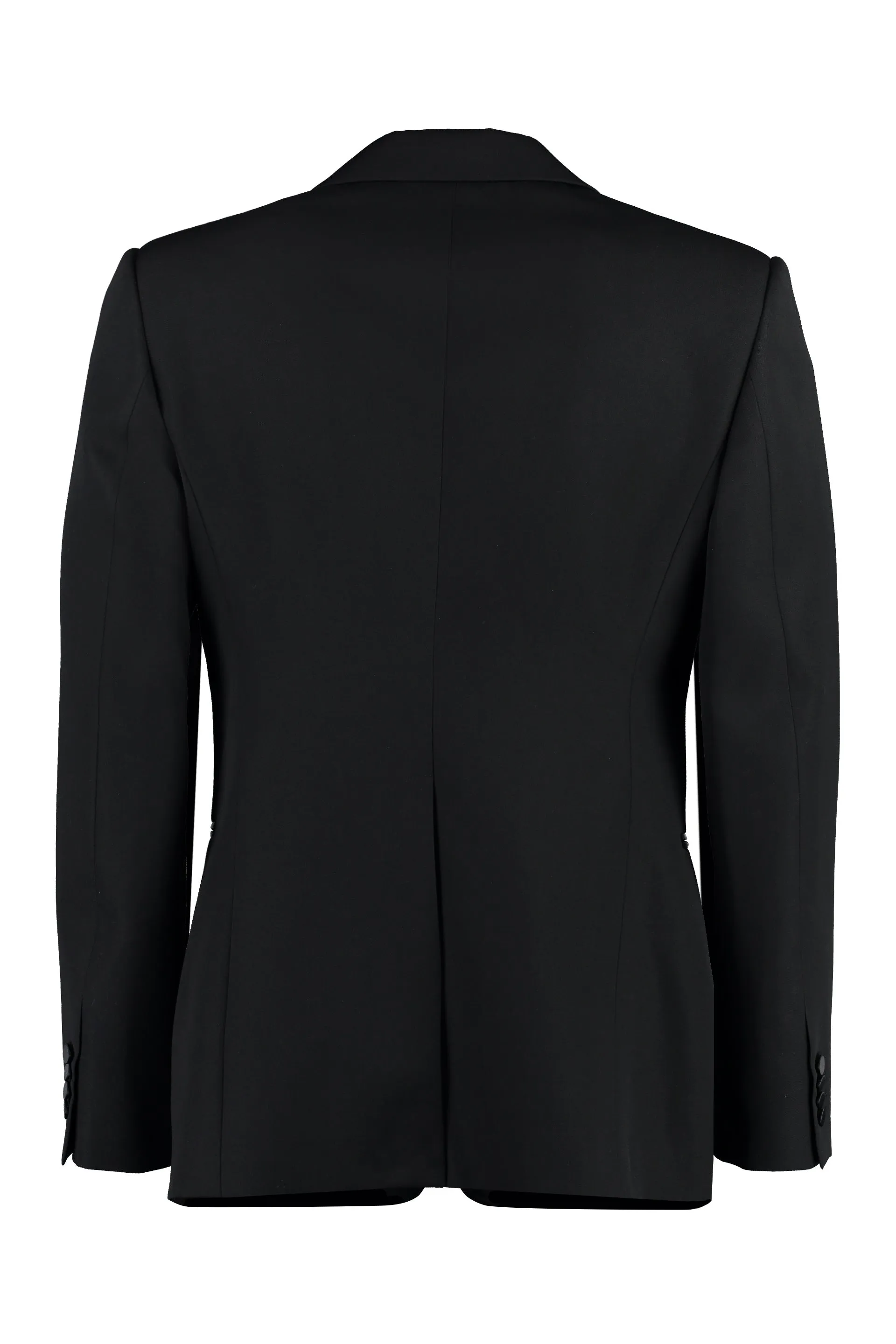 ALEXANDER MCQUEEN Men's FW23 Single-Breasted Black Jacket with Peak Lapel and Back Slit Hem