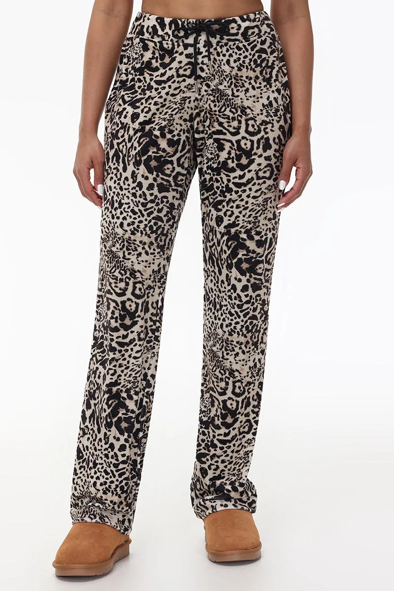 Animal Print Small Bling Velour Track Pants