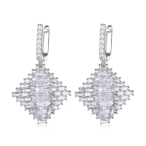 Audrey White Stone & Baguette CZ Earrings