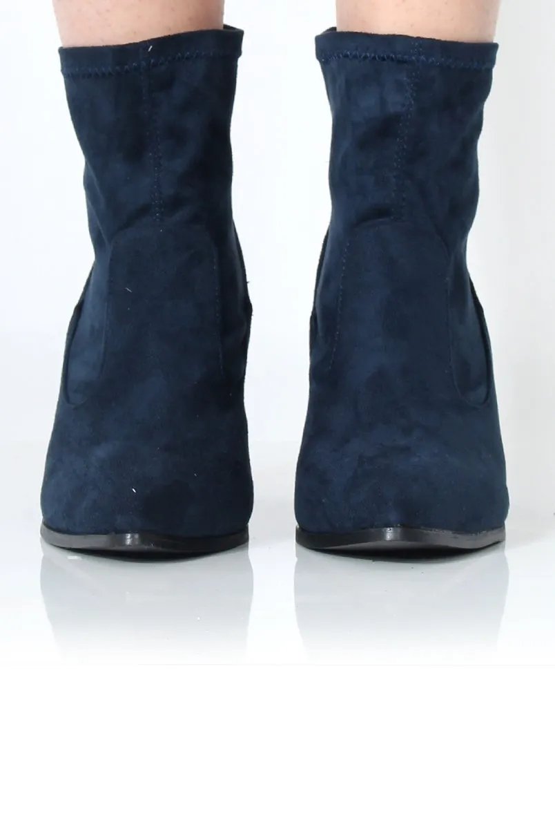 Bay Navy Suede Ankle Boots