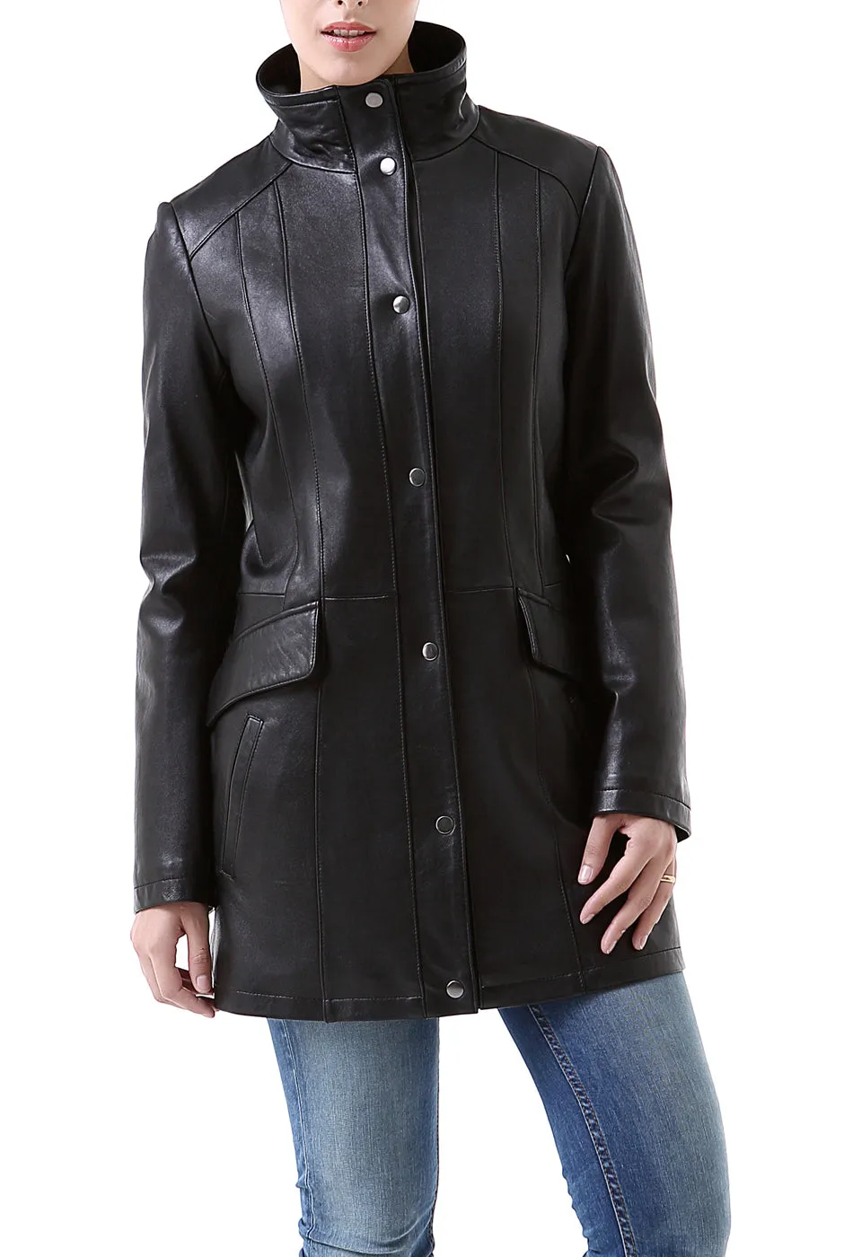 BGSD Women Rachel Lambskin Leather Coat