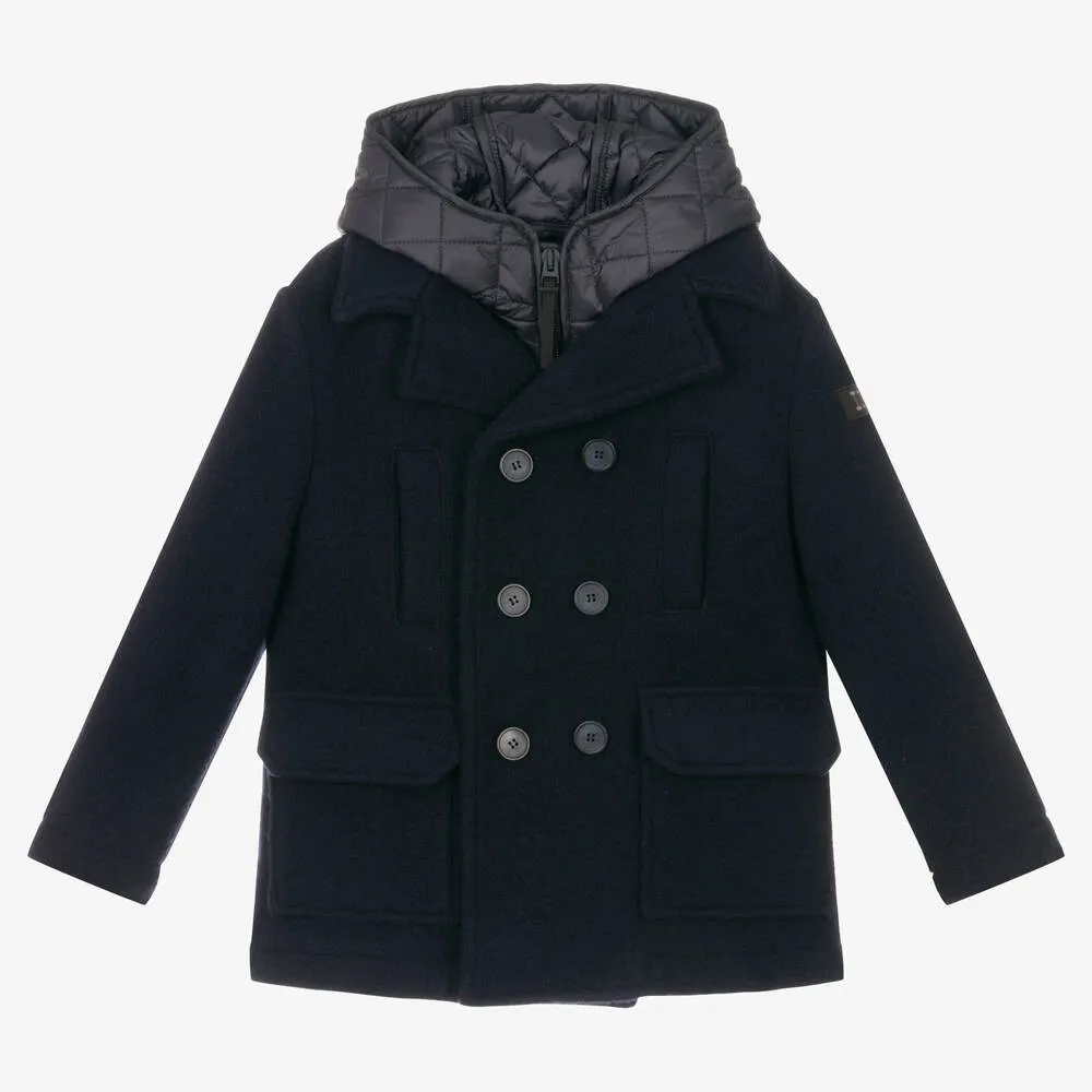 Boys Blue Pea Coat & Gilet