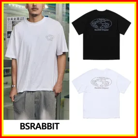 BSRABBIT  |Street Style U-Neck Cotton Short Sleeves T-Shirts