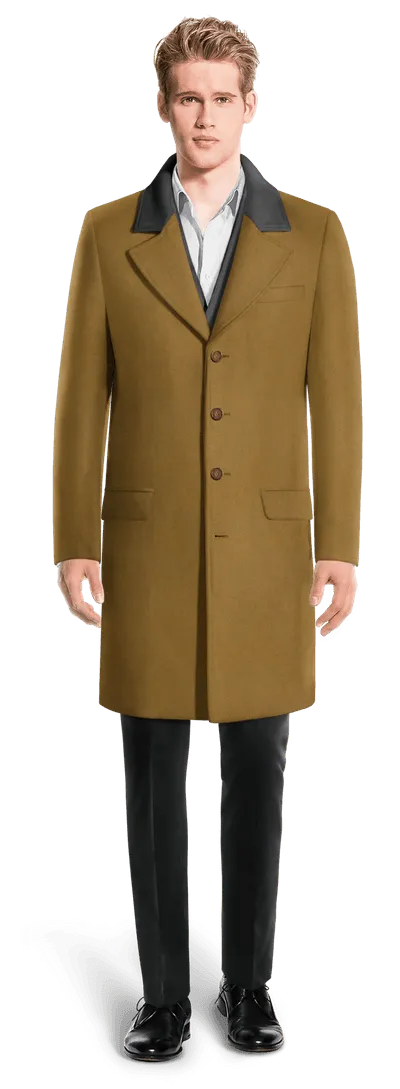 Camel Long Coat with contrasted Collar