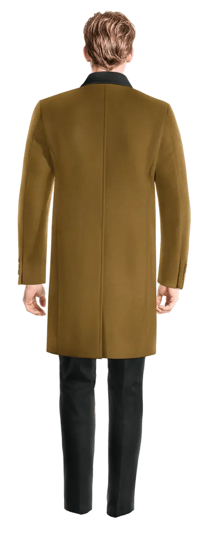 Camel Long Coat with contrasted Collar