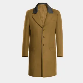 Camel Long Coat with contrasted Collar