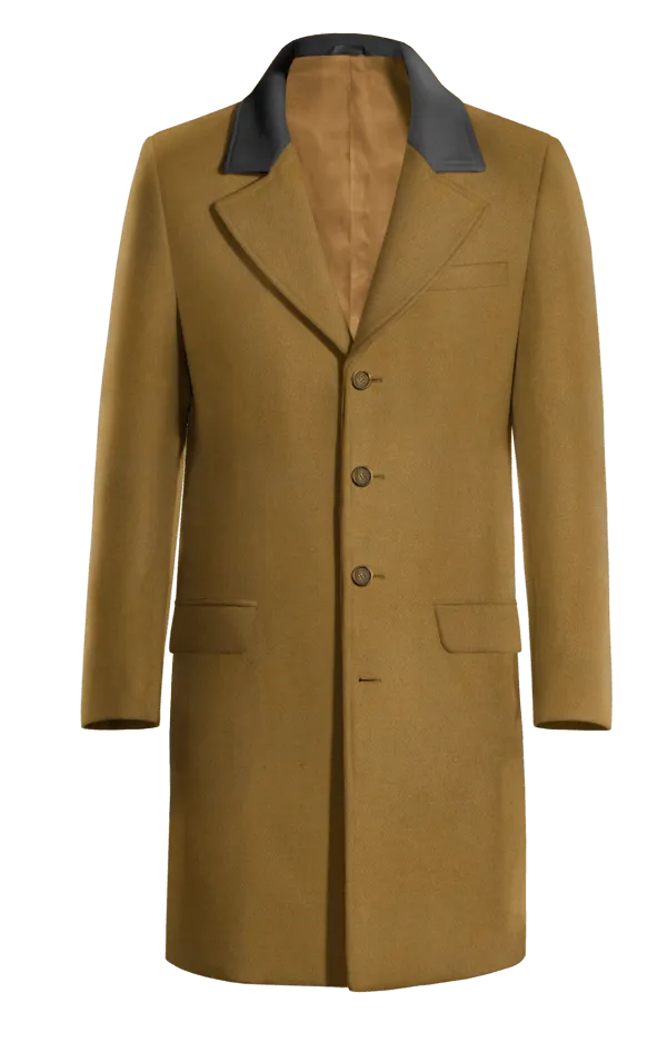 Camel Long Coat with contrasted Collar