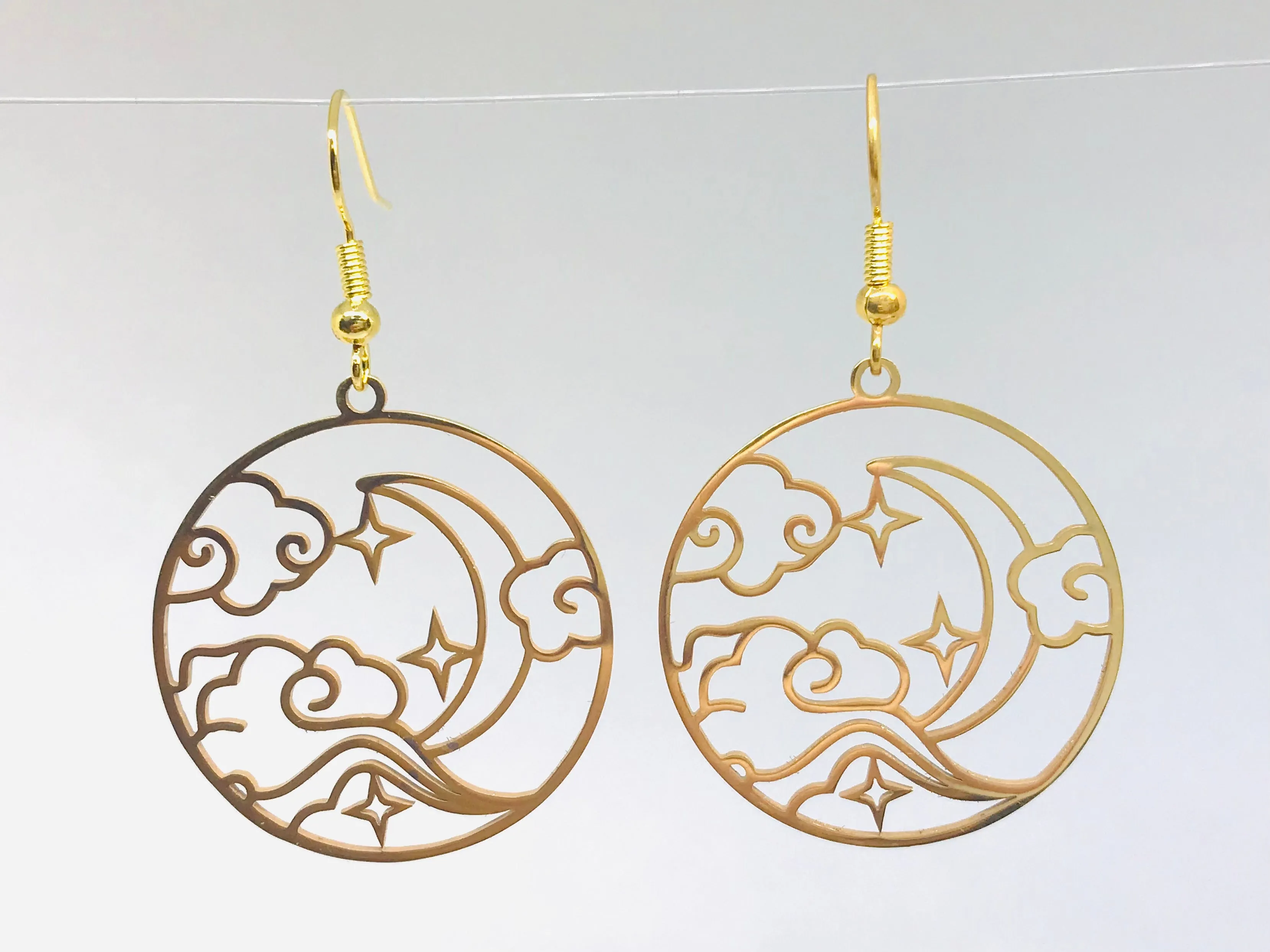 Cloud Moon Star Ocean Wave Tide Earrings