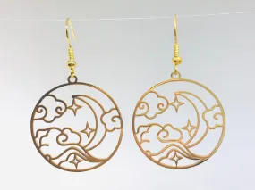 Cloud Moon Star Ocean Wave Tide Earrings