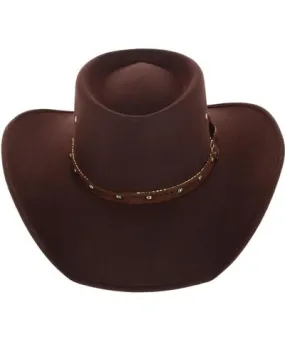 CTM Men's Felt Western Gambler Hat with Studded Hatband