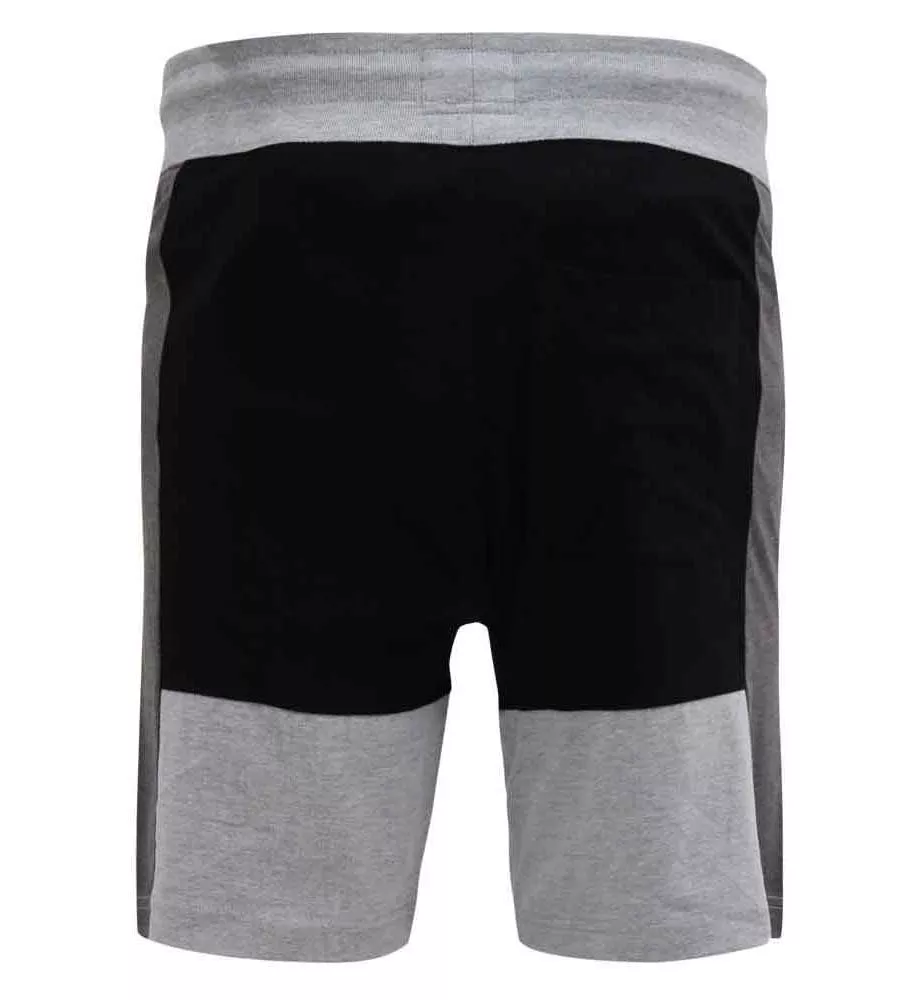 D555 Big Mens Black Couture Shorts With Cut and Sew Panels (KIRTON)