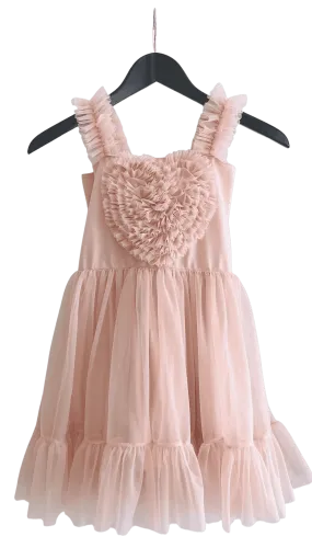 DOLLY  HEART DRESS WITH LACE-UP BACK DRESS ballet pink