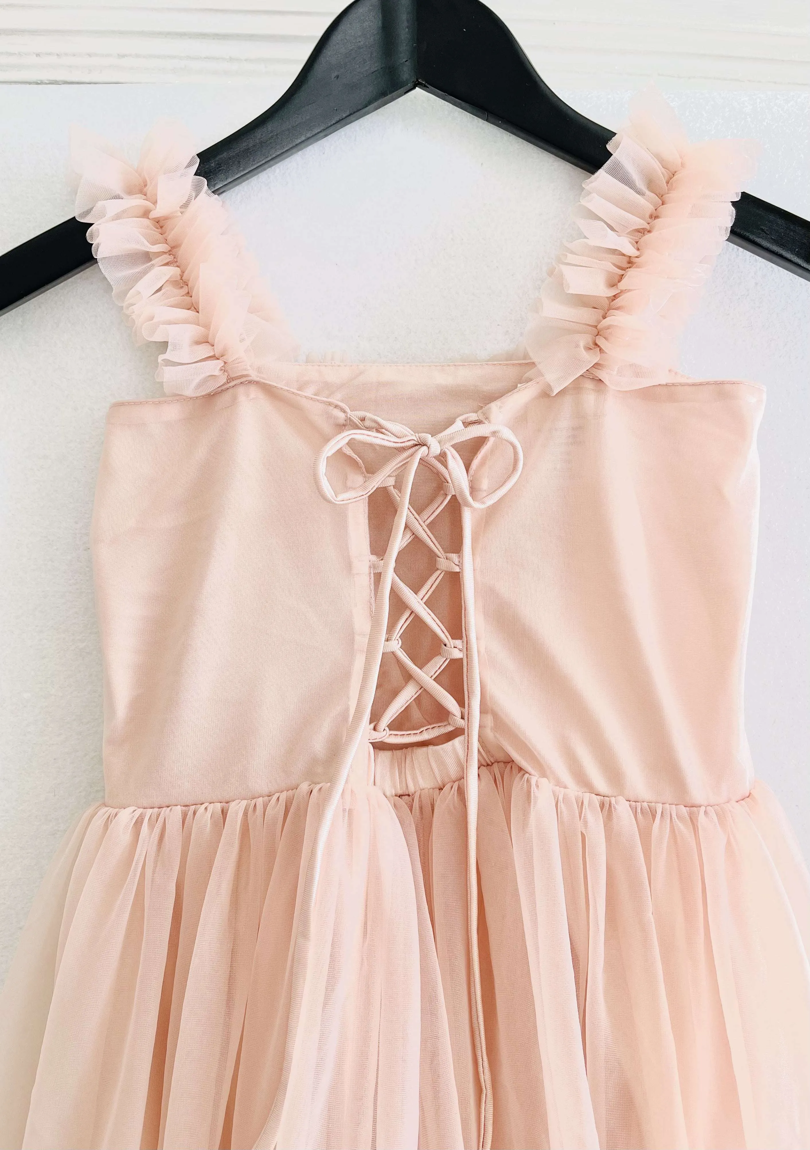 DOLLY  HEART DRESS WITH LACE-UP BACK DRESS ballet pink