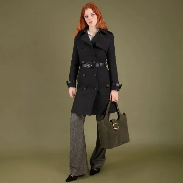 Fairfax & Favor Womens Sophia Wool Trench Coat in Charcoal