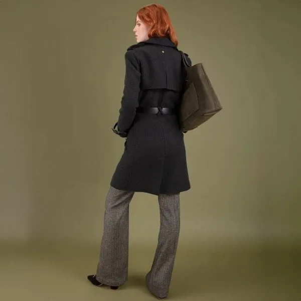 Fairfax & Favor Womens Sophia Wool Trench Coat in Charcoal