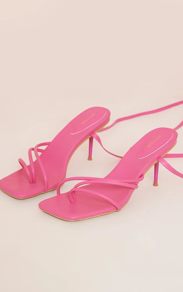 Fuchsia Pu Asymmetric Straps Low Heeled Sandals