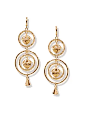 Gold Bollywood Dangle Leverback Earrings