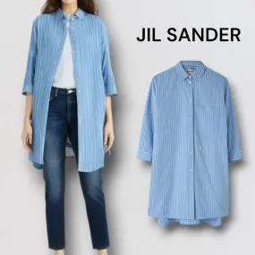 Jil Sander  |Stripes Cropped Cotton Shirts & Blouses