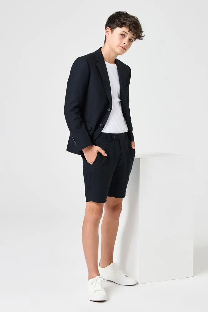 Jimi 2 Piece Shorts Suit - Black Cotton