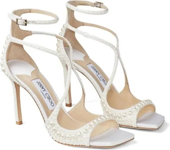 Jimmy Choo Azia 95mm pearl-embellished sandals White