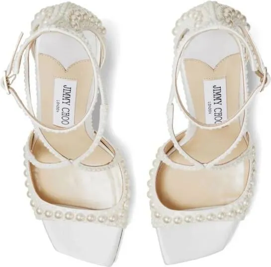 Jimmy Choo Azia 95mm pearl-embellished sandals White