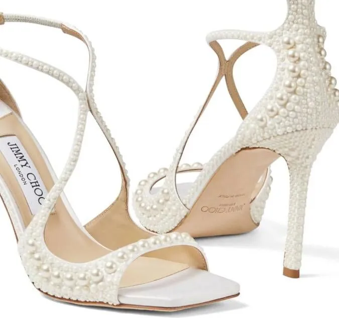 Jimmy Choo Azia 95mm pearl-embellished sandals White