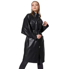  Ladies 3/4 Oversized Leather Coat