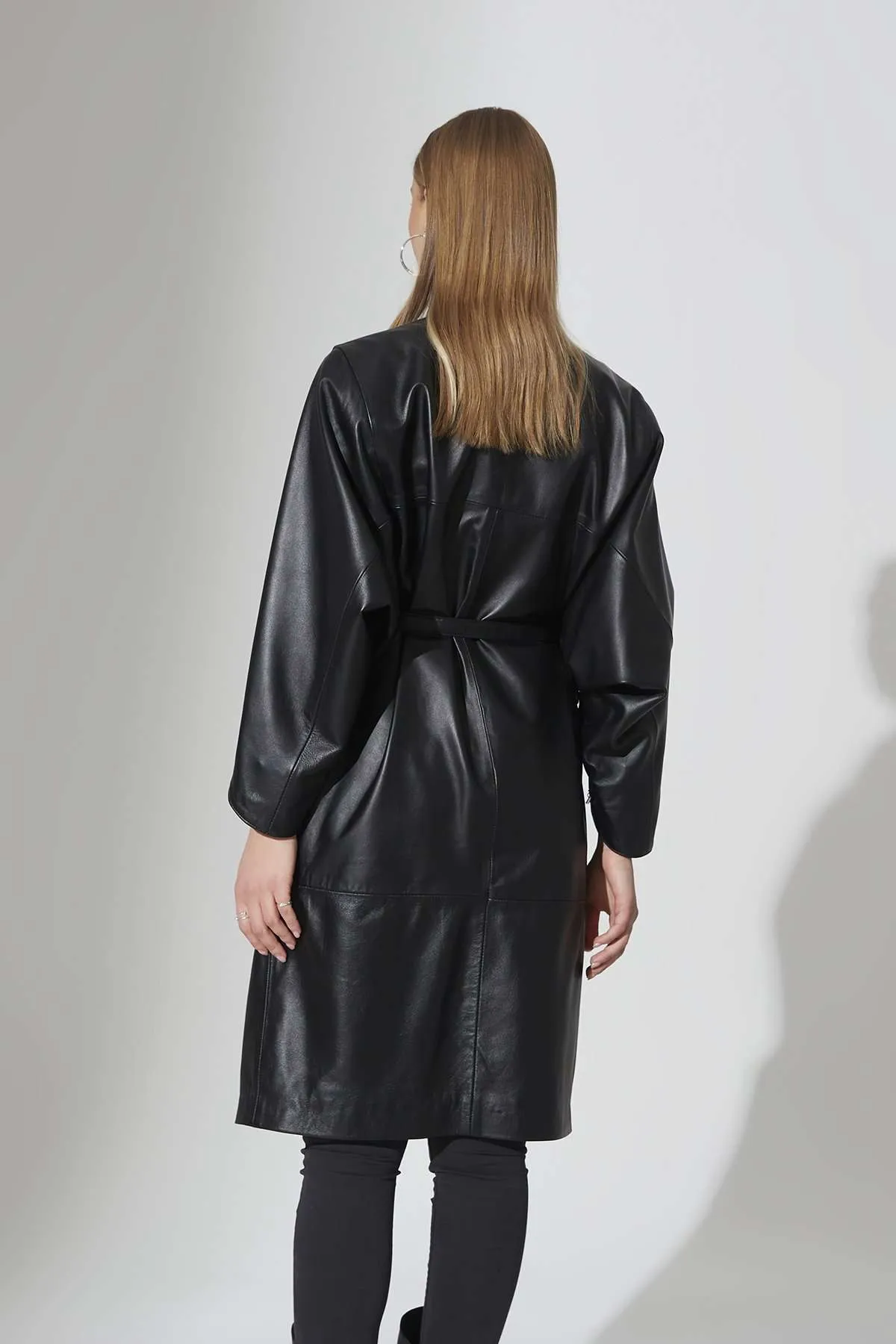  Ladies 3/4 Oversized Leather Coat