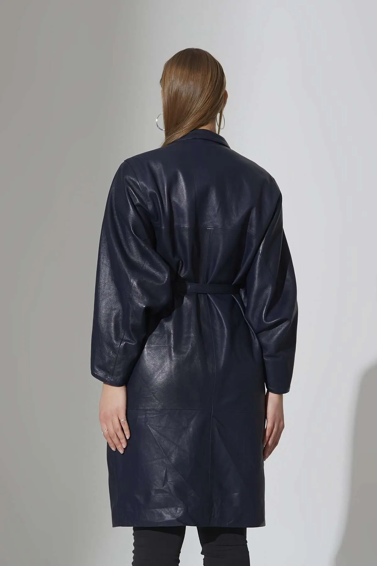  Ladies 3/4 Oversized Leather Coat