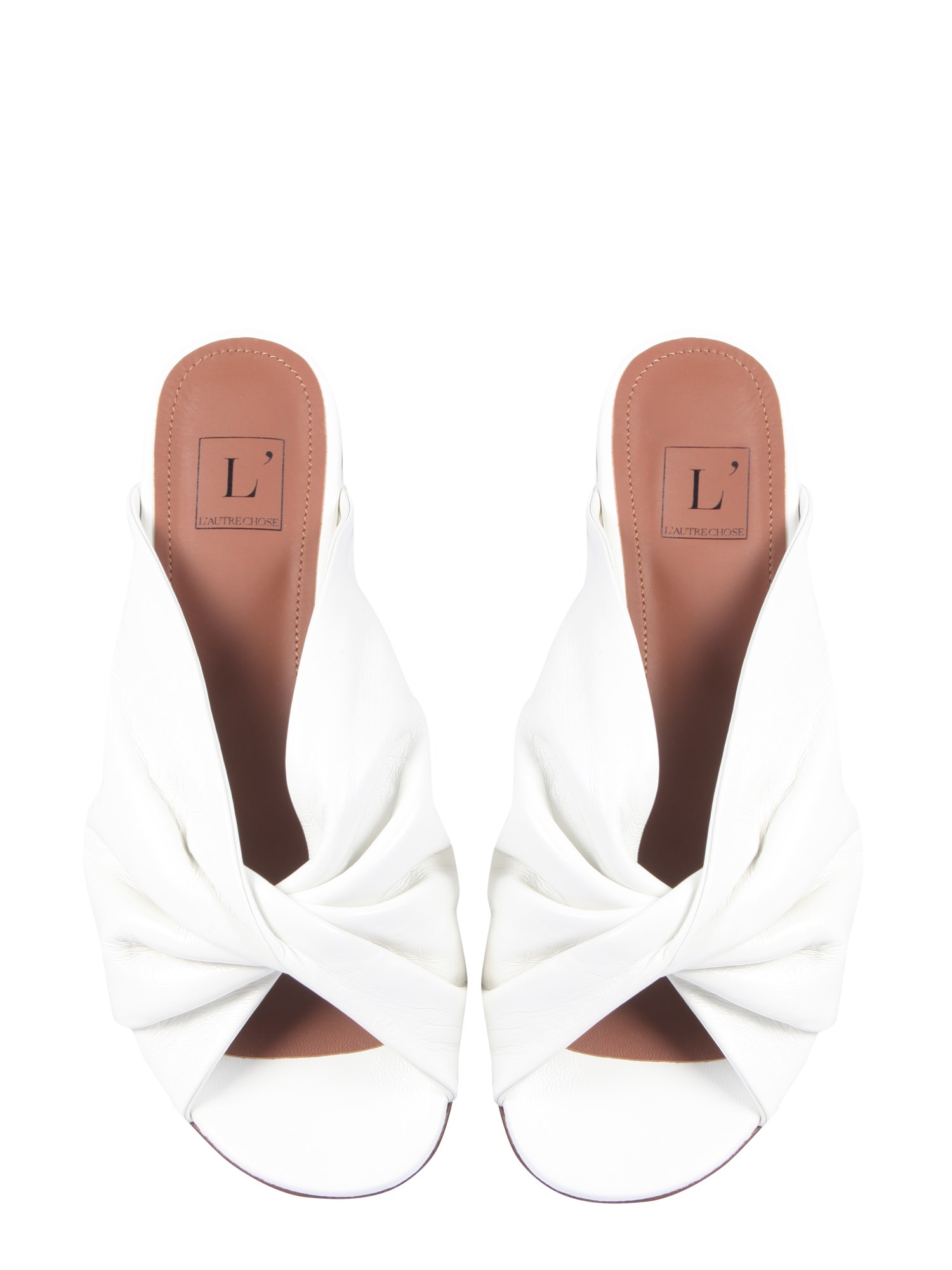 L'AUTRE CHOSE    PAINTED LEATHER LOW SANDALS