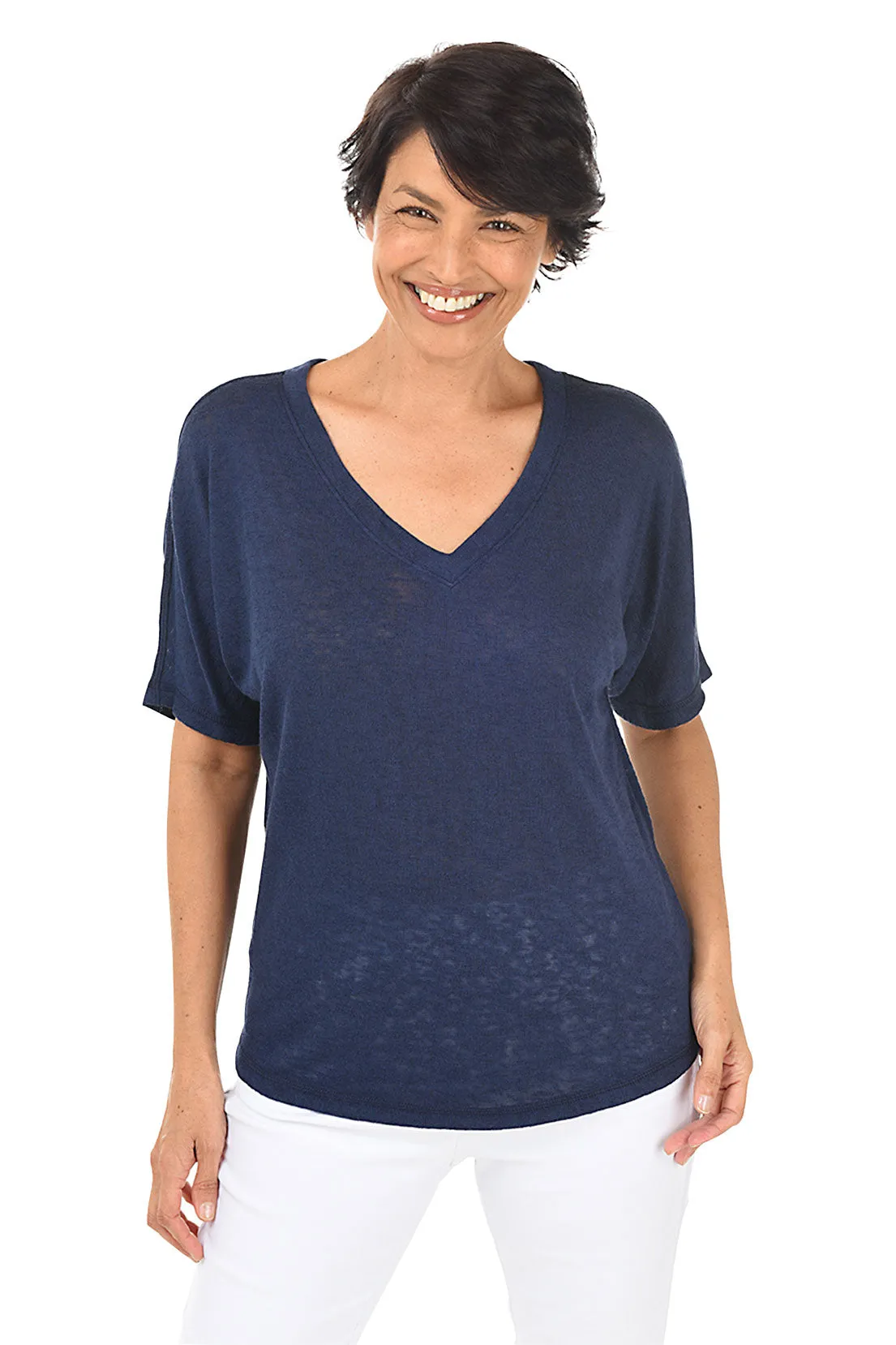 Lightweight V-Neck Short Sleeve Sweater