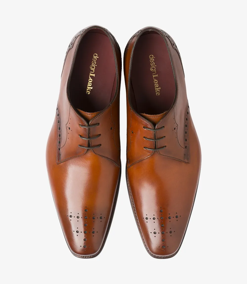 LOAKE Hannibal Derby Brogue shoe - Chestnut Calf