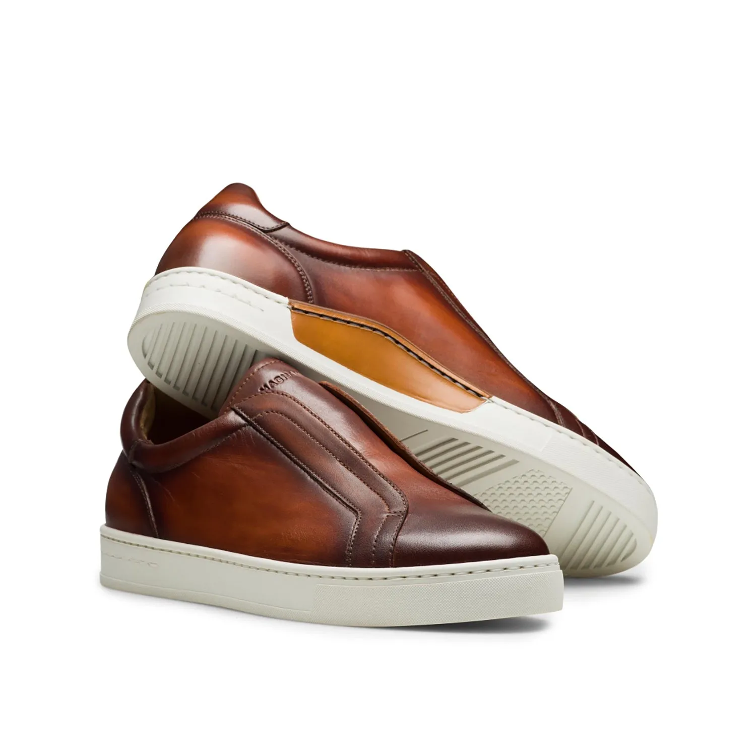 Magnanni Gasol 23957 Men's Shoes Cognac Calf-Skin Leather Laceless Casual Sneakers (MAGS1147)