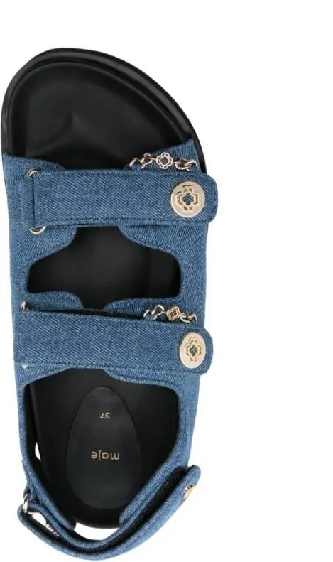 Maje touch-strap denim sandals Blue