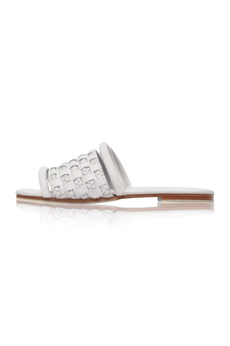 Majorca Leather Slides in Pure White