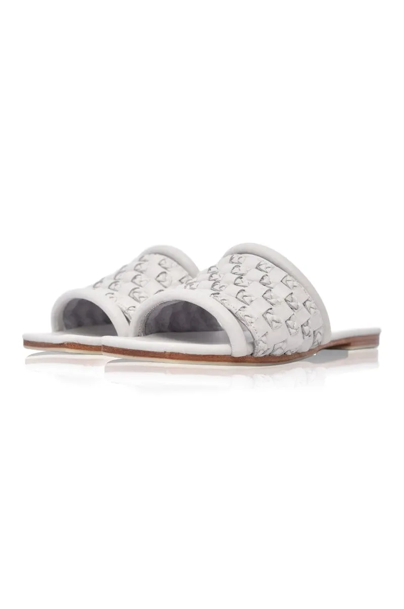 Majorca Leather Slides in Pure White