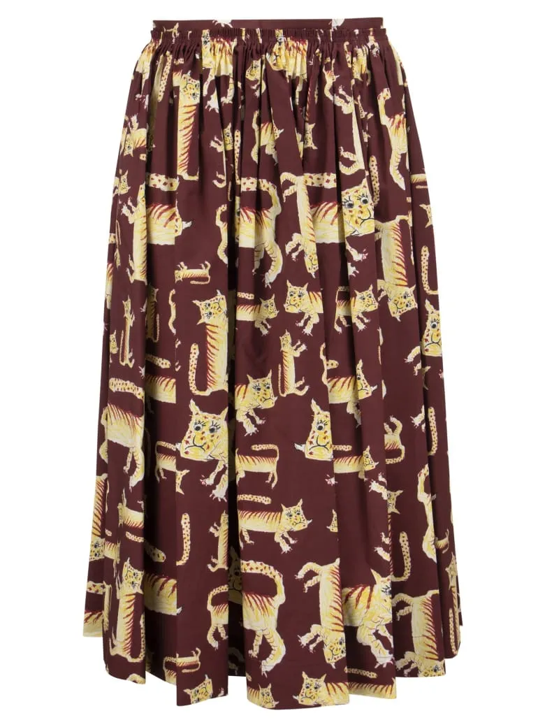 Marni Allover Animal Printed Midi Skirt