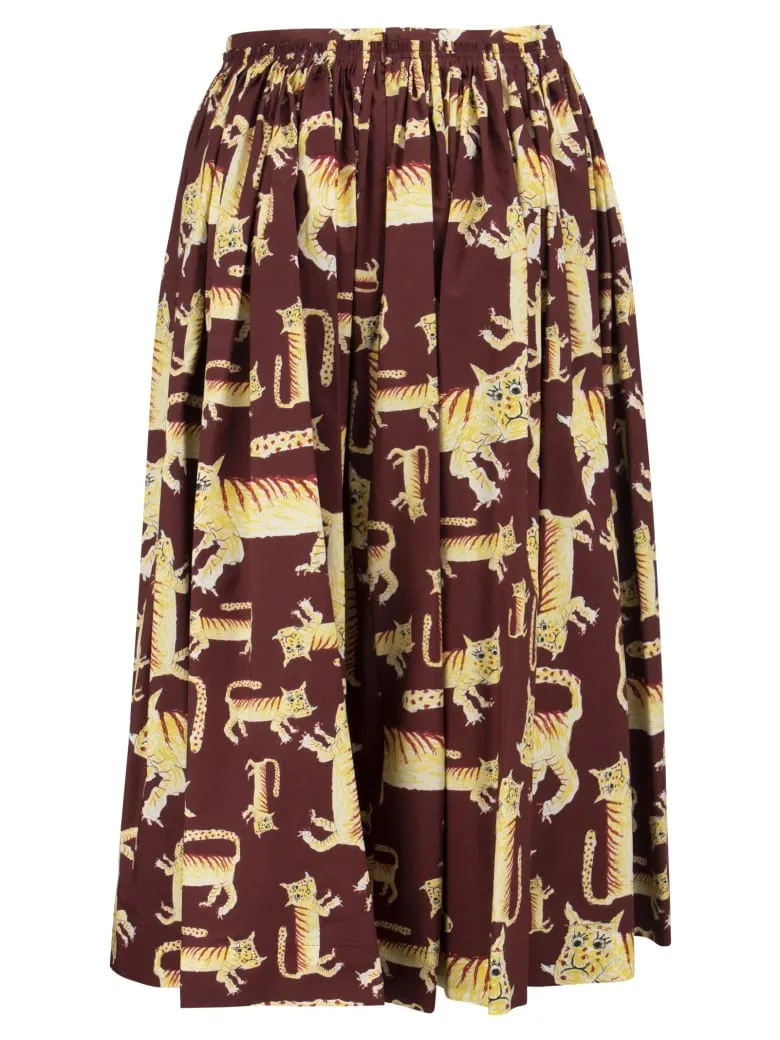 Marni Allover Animal Printed Midi Skirt