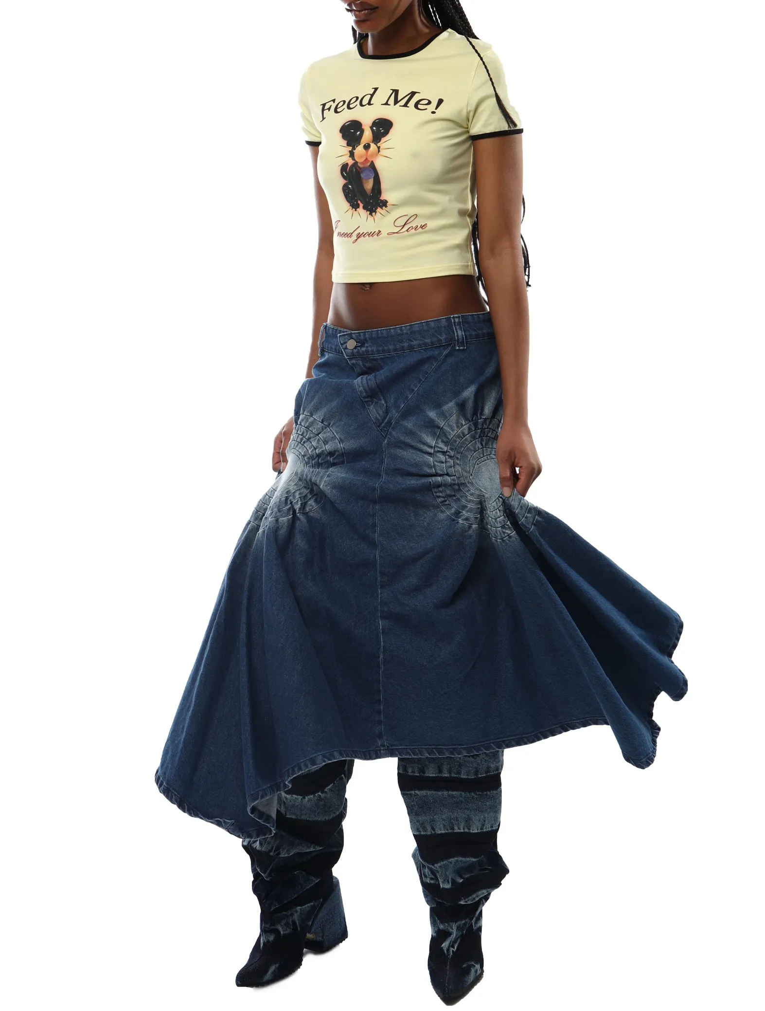 Masha Popova Denim Tyre Trail Skirt