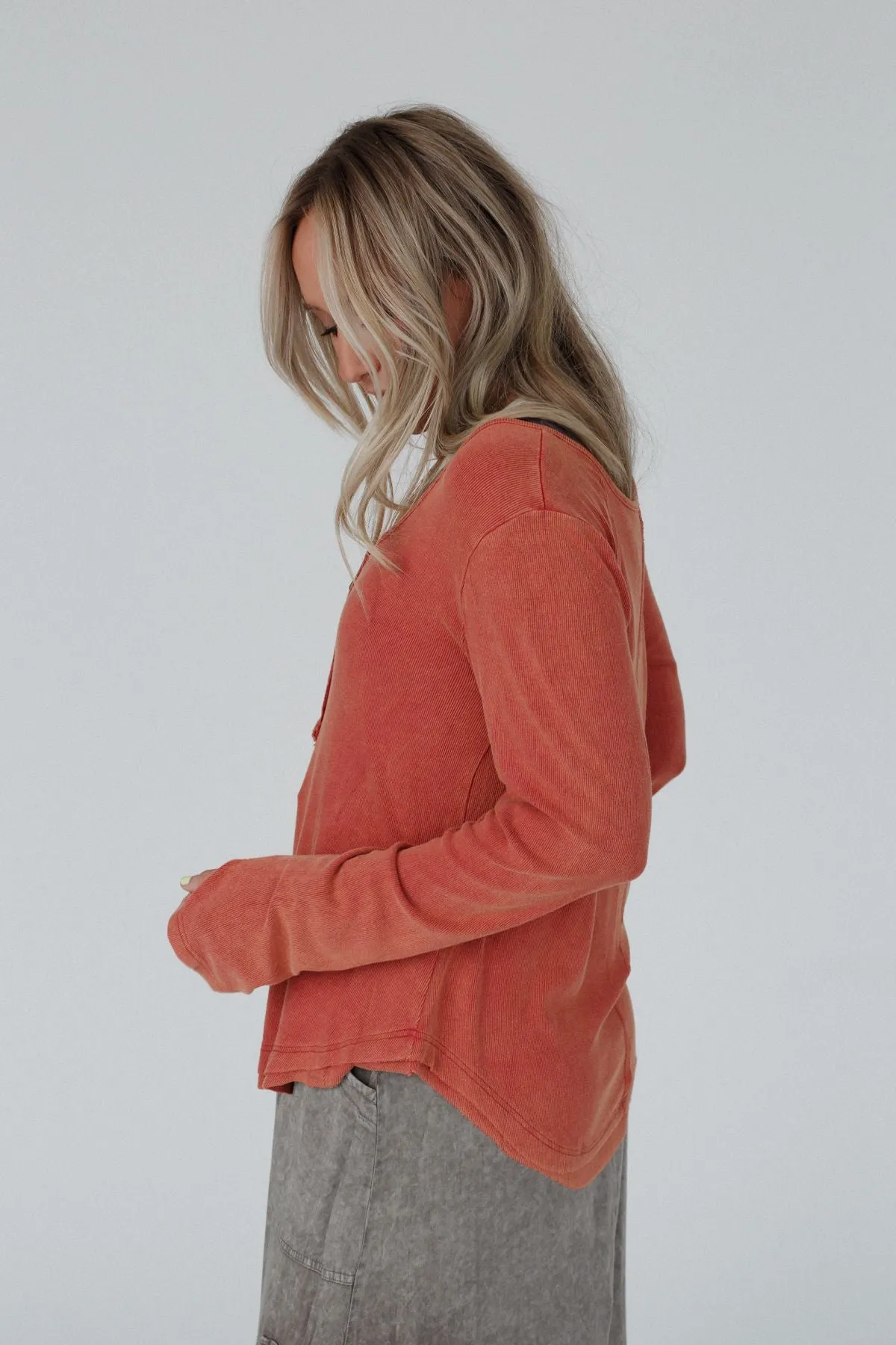 Mazy Ribbed Top - Orange