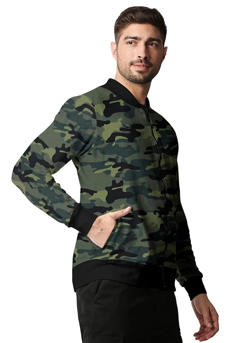 Men Bomber Jacket - Green Camo