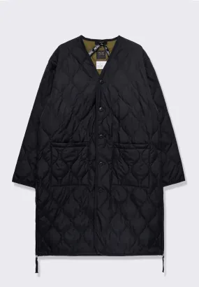 Military V Neck Down Coat - Black