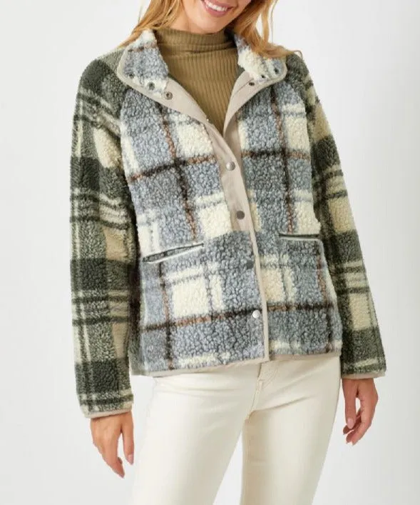 MIXED PRINT FLEECE JACKET