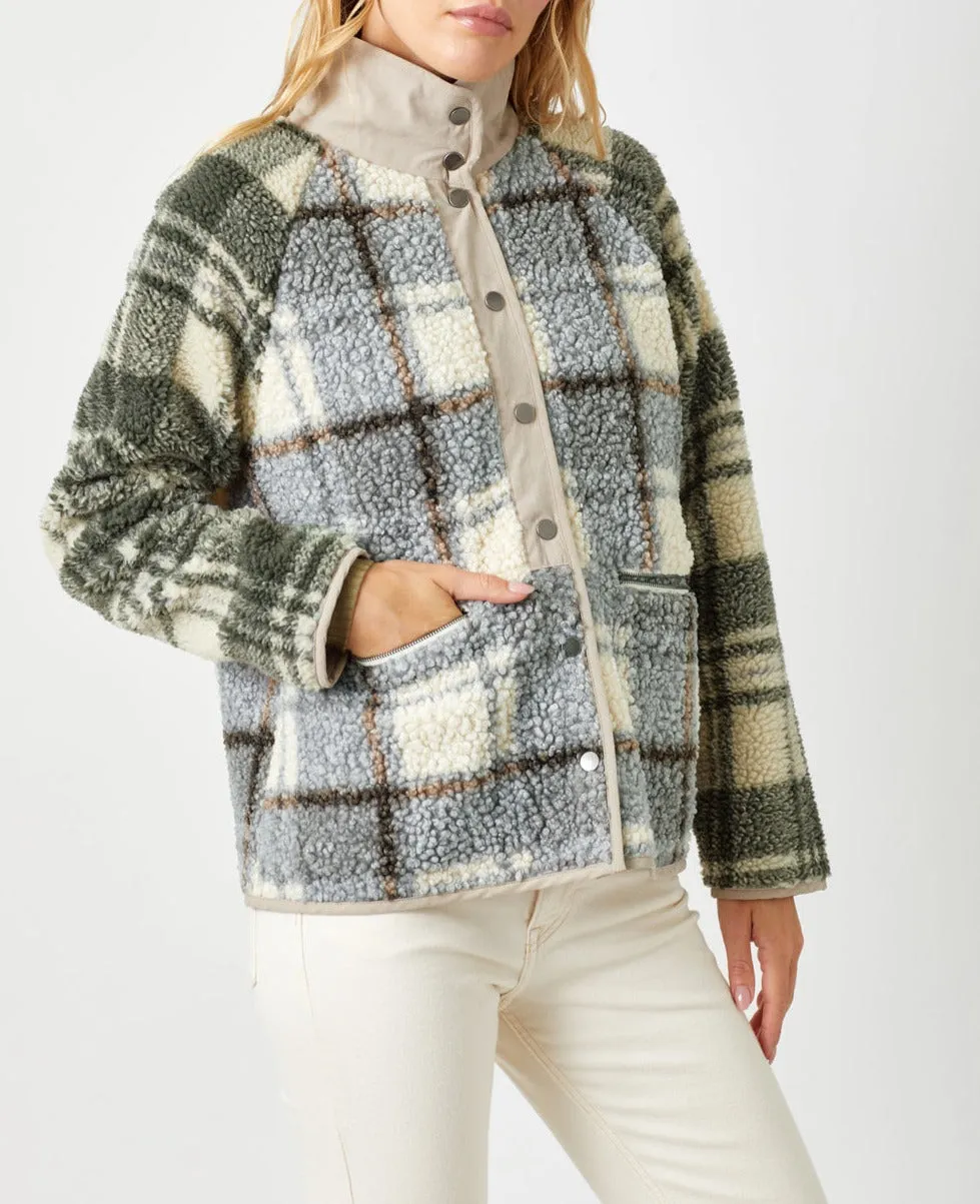 MIXED PRINT FLEECE JACKET