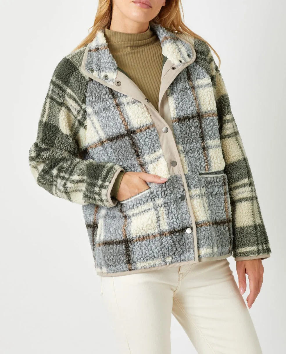 MIXED PRINT FLEECE JACKET